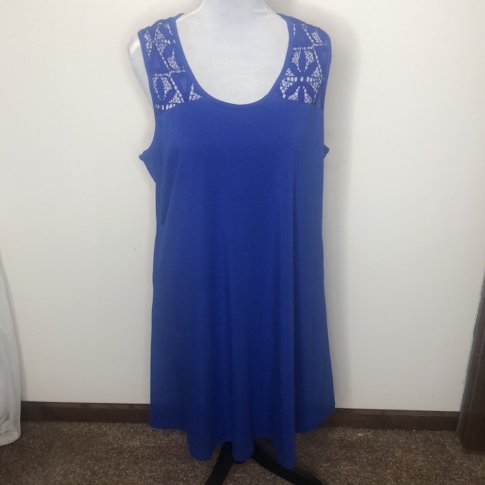 NWT Simply Noelle blue lace shift pocketed midi dress size large